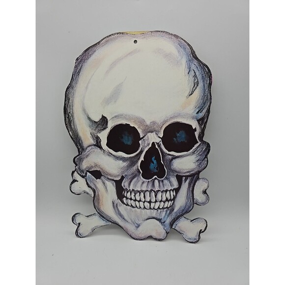 Halloween Vintage Die Cut Decoration Skull Cross Bones Decor One-Sided Cardboard - Picture 1 of 6